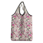 Pink Cockatoo Australia Grocery Bag Tropical Flowers - Seamless Pattern