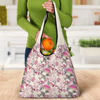 Pink Cockatoo Australia Grocery Bag Tropical Flowers - Seamless Pattern