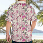 Pink Cockatoo Australia Hawaiian Shirt Tropical Flowers - Seamless Pattern