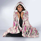 Pink Cockatoo Australia Hooded Blanket Tropical Flowers - Seamless Pattern