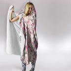 Pink Cockatoo Australia Hooded Blanket Tropical Flowers - Seamless Pattern