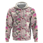 Pink Cockatoo Australia Hoodie Tropical Flowers - Seamless Pattern
