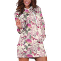 Pink Cockatoo Australia Hoodie Dress Tropical Flowers - Seamless Pattern