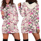 Pink Cockatoo Australia Hoodie Dress Tropical Flowers - Seamless Pattern