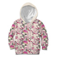 Pink Cockatoo Australia Kid Hoodie Tropical Flowers - Seamless Pattern