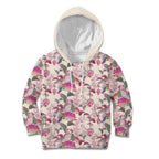 Pink Cockatoo Australia Kid Hoodie Tropical Flowers - Seamless Pattern