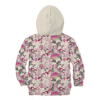 Pink Cockatoo Australia Kid Hoodie Tropical Flowers - Seamless Pattern