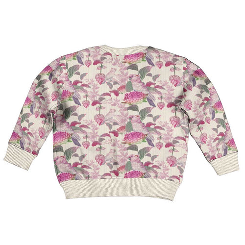 Pink Cockatoo Australia Kid Ugly Christmas Sweater Tropical Flowers - Seamless Pattern
