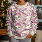 Pink Cockatoo Australia Kid Ugly Christmas Sweater Tropical Flowers - Seamless Pattern