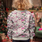 Pink Cockatoo Australia Kid Ugly Christmas Sweater Tropical Flowers - Seamless Pattern
