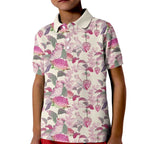 Pink Cockatoo Australia Kid Polo Shirt Tropical Flowers - Seamless Pattern