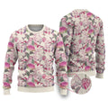 Pink Cockatoo Australia Ugly Christmas Sweater Tropical Flowers - Seamless Pattern