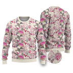 Pink Cockatoo Australia Ugly Christmas Sweater Tropical Flowers - Seamless Pattern