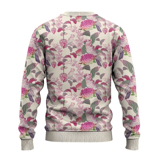 Pink Cockatoo Australia Ugly Christmas Sweater Tropical Flowers - Seamless Pattern