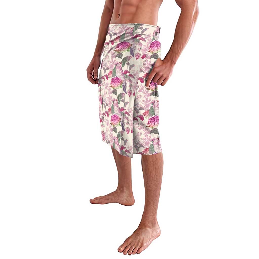 Pink Cockatoo Australia Lavalava Tropical Flowers - Seamless Pattern