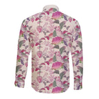 Pink Cockatoo Australia Long Sleeve Button Shirt Tropical Flowers - Seamless Pattern