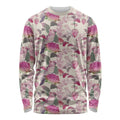 Pink Cockatoo Australia Long Sleeve Shirt Tropical Flowers - Seamless Pattern