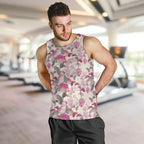 Pink Cockatoo Australia Men Tank Top Tropical Flowers - Seamless Pattern