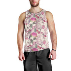 Pink Cockatoo Australia Men Tank Top Tropical Flowers - Seamless Pattern
