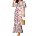 Pink Cockatoo Australia Mermaid Dress Tropical Flowers - Seamless Pattern
