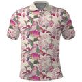 Pink Cockatoo Australia Polo Shirt Tropical Flowers - Seamless Pattern