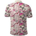 Pink Cockatoo Australia Polo Shirt Tropical Flowers - Seamless Pattern