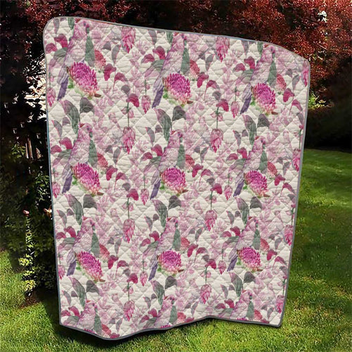 Pink Cockatoo Australia Quilt Tropical Flowers - Seamless Pattern