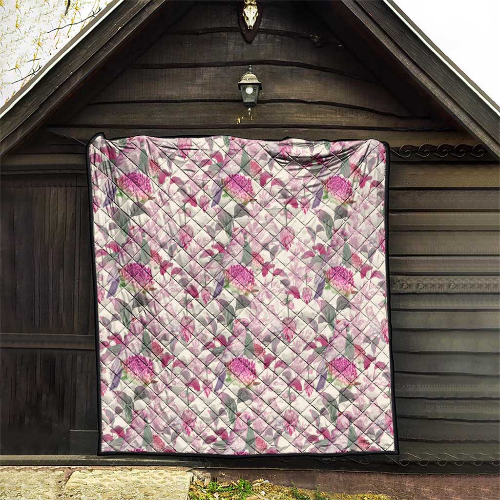 Pink Cockatoo Australia Quilt Tropical Flowers - Seamless Pattern