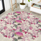 Pink Cockatoo Australia Round Carpet Tropical Flowers - Seamless Pattern