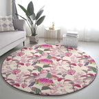 Pink Cockatoo Australia Round Carpet Tropical Flowers - Seamless Pattern