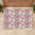 Pink Cockatoo Australia Rubber Doormat Tropical Flowers - Seamless Pattern