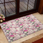Pink Cockatoo Australia Rubber Doormat Tropical Flowers - Seamless Pattern