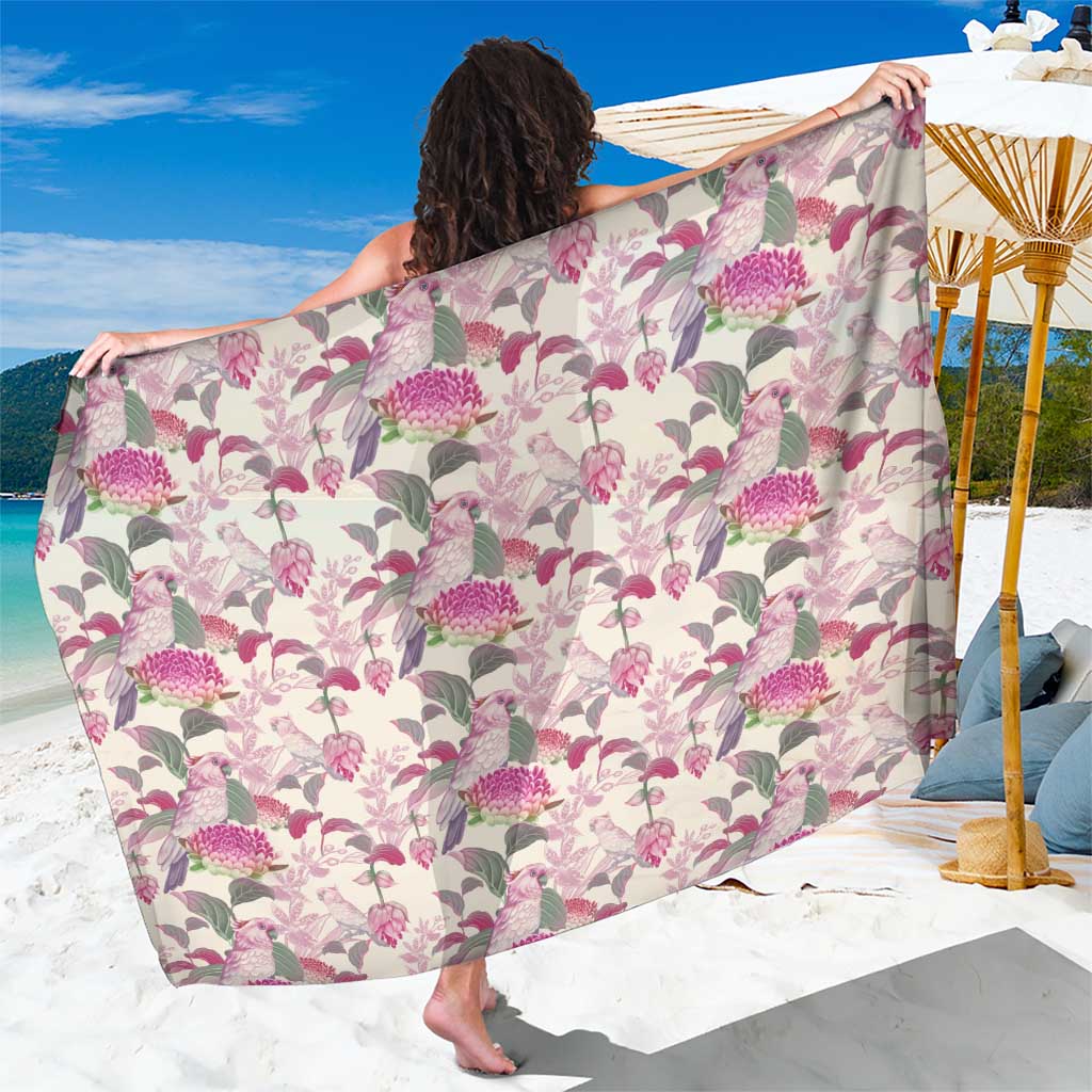 Pink Cockatoo Australia Sarong Tropical Flowers - Seamless Pattern