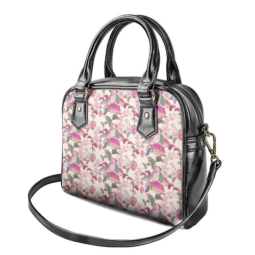 Pink Cockatoo Australia Shoulder Handbag Tropical Flowers - Seamless Pattern
