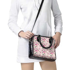 Pink Cockatoo Australia Shoulder Handbag Tropical Flowers - Seamless Pattern