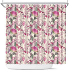 Pink Cockatoo Australia Shower Curtain Tropical Flowers - Seamless Pattern