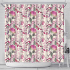 Pink Cockatoo Australia Shower Curtain Tropical Flowers - Seamless Pattern