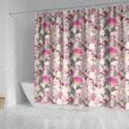 Pink Cockatoo Australia Shower Curtain Tropical Flowers - Seamless Pattern
