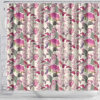 Pink Cockatoo Australia Shower Curtain Tropical Flowers - Seamless Pattern