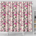 Pink Cockatoo Australia Shower Curtain Tropical Flowers - Seamless Pattern