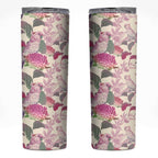 Pink Cockatoo Australia Skinny Tumbler Tropical Flowers - Seamless Pattern