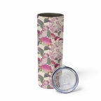 Pink Cockatoo Australia Skinny Tumbler Tropical Flowers - Seamless Pattern