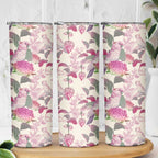 Pink Cockatoo Australia Skinny Tumbler Tropical Flowers - Seamless Pattern