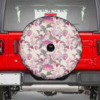 Pink Cockatoo Australia Spare Tire Cover Tropical Flowers - Seamless Pattern
