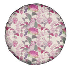 Pink Cockatoo Australia Spare Tire Cover Tropical Flowers - Seamless Pattern