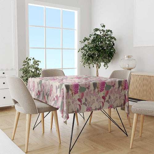 Pink Cockatoo Australia Tablecloth Tropical Flowers - Seamless Pattern