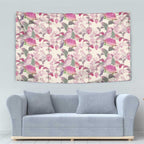 Pink Cockatoo Australia Tapestry Tropical Flowers - Seamless Pattern