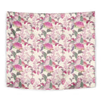 Pink Cockatoo Australia Tapestry Tropical Flowers - Seamless Pattern