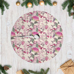 Pink Cockatoo Australia Tree Skirt Tropical Flowers - Seamless Pattern