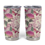 Pink Cockatoo Australia Tumbler Cup Tropical Flowers - Seamless Pattern